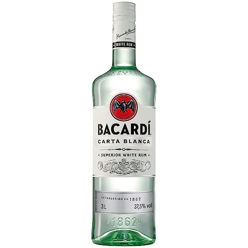 BACARDÍ Carta Blanca White Rum, 37,5% Vol., 300 cl/3 L, der legendäre weiße Karibik-Rum aus dem Hause BACARDÍ, perfekt für Cocktails von BACARDI