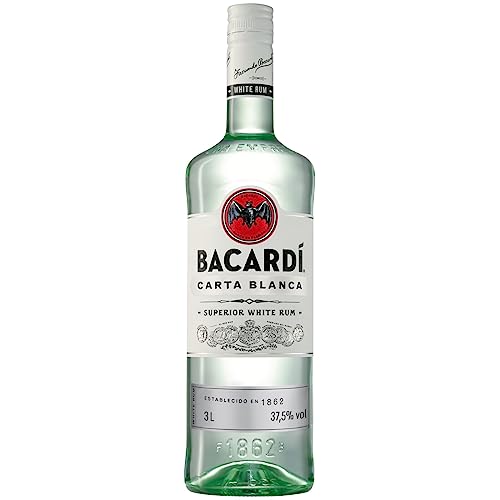 BACARDÍ Carta Blanca White Rum, der legendäre weiße Karibik-Rum aus dem Hause BACARDÍ, perfekt für Cocktails, 37,5% Vol., 300 cl/3 L von BACARDI