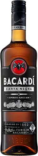BACARDÍ Carta Negra Superior Black Rum, 37,5% Vol., 100 cl/1L, legendärer dunkler Karibik-Rum, perfekt für tropische Cocktails von BACARDI