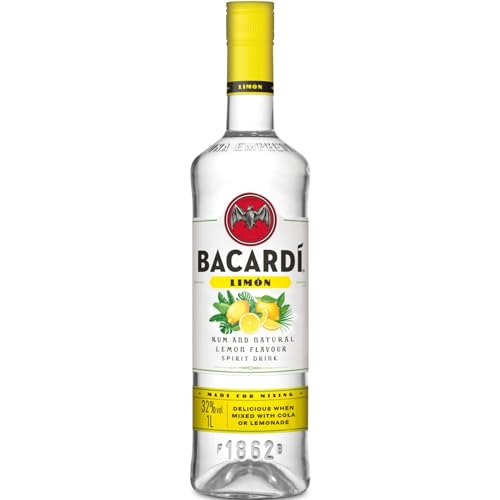 BACARDÍ Limón, weißer Rum mit Zitrone, Limette und Grapefruit, frischer Zitrusgeschmack, 32% Vol., 100 cl / 1 L von BACARDI