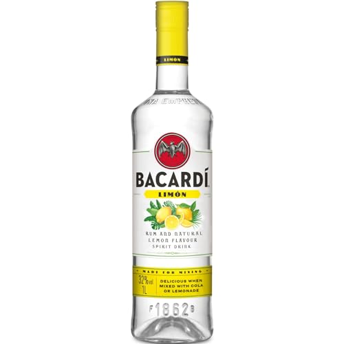 BACARDÍ Limón, 32% Vol., 100 cl / 1 L, weißer Rum mit Zitrone, Limette und Grapefruit, frischer Zitrusgeschmack von BACARDI