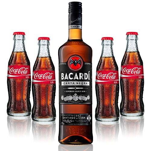 Cuba Libre Set - Bacardi Carta Negra Rum 0,7l 700ml (40% Vol) + 4x Coca Cola 0,2L - Inkl. Pfand MEHRWEG von Coca Cola-Coca Cola