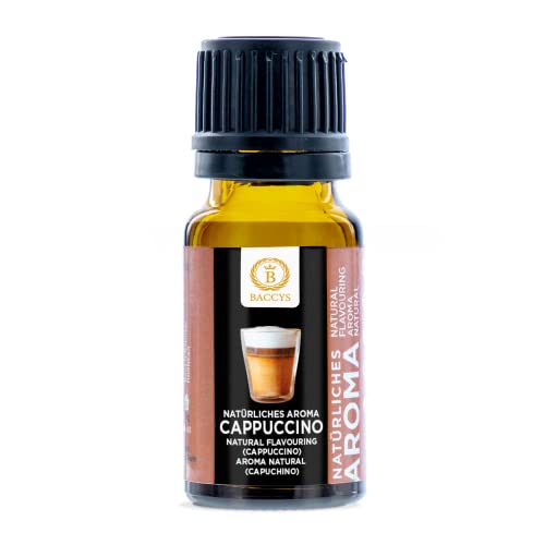 BACCYS natürliches Aroma Cappuccino 10ml, aromatische Tropfen mit intensivem Aroma für Getränke und zum Backen, vegan, zuckerfrei von BACCYS