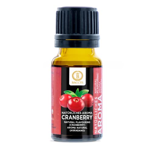 BACCYS natürliches Aroma Cranberry 10ml, aromatische Tropfen mit intensivem Aroma für Getränke und zum Backen, vegan, zuckerfrei von BACCYS
