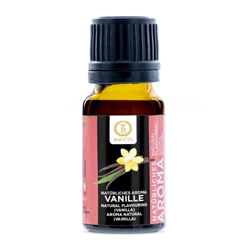 BACCYS natürliches Aroma Vanille 10ml, aromatische Tropfen mit intensivem Aroma für Getränke und zum Backen, vegan, zuckerfrei von BACCYS