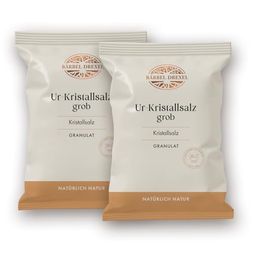 BÄRBEL DREXEL® Rosa Kristallsalz (Tiefebenen Rand Himalaya) Grob, Granulat, Mühlensalz, Natursalz (2 x 750g) 100% Veganes Speisesalz, Für Feinschmecker, Reines Steinsalz, Ur-Salz von BÄRBEL DREXEL