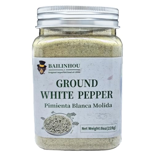 BAILINHOU Chinesischer gemahlener weißer Pfeffer, 228 g, feinkörniges weißes Pfefferpulver, chinesisches weißes Pfefferkörner, gemahlene weiße Pfefferkörner, importiert aus China von BAILINHOU
