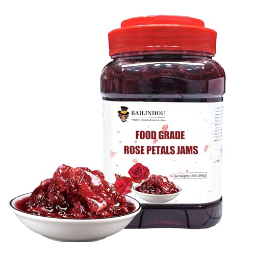 BAILINHOU Rosensirup-Marmelade, 1 kg, lebensmittelechte Rosenblütenmarmeladen, Gelees und Konservierung von aromatisierendem essbarem Rosenwasser von BAILINHOU