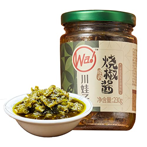 BAILINHOU Sichuan Flame Roasted Würfelige grüne Chilis Soße asiatisch 235 g, Chuanwazi Grüne Chilis in Dosen importiert aus China von BAILINHOU