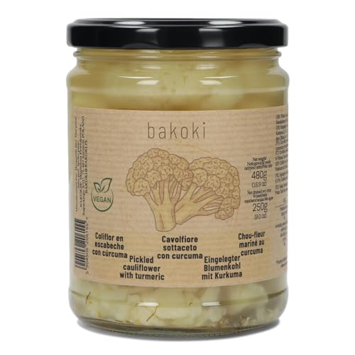 BAKOKI Premium eingelegter Blumenkohl mit Kurkuma, 480g (1er Pack) von BAKOKI