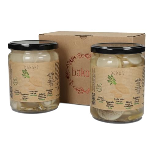 BAKOKI Premium eingelegter Rettich in Scheiben, 2 x 480g (2er Pack) von BAKOKI