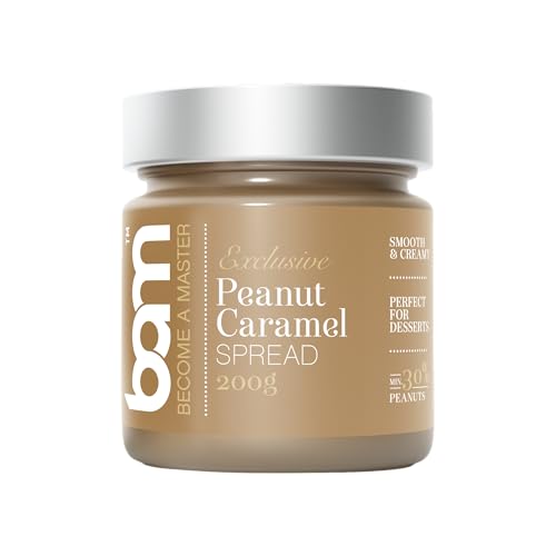 BAM Aufstriche, ohne Palmöl, Paste für Desserts, glatt und cremig, 200 Gramm (Erdnuss-Karamell) von BAM