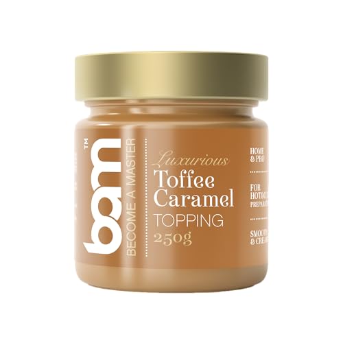 BAM Cremige Topping, 200 ml, Heiß- und Kaltzubereitung, glatt und cremig, Backen zu Hause oder Profi (Toffee-Karamell) von BAM