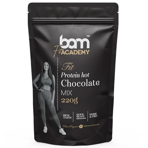 BAM Heiße Schokolade Pulver Getränkemischung, 220 g, 7 Portionen, Cremige, dicke heiße Schokolade für die Zubereitung zu Hause – Mit praktischem Dosierlöffel (Protein-Schokolade) BAM Heiße Schokolade Pulver Getränkemischung, 220 g, 7 Portionen, Cremige, dicke heiße Schokolade für die Zubereitung zu Hause – Mit praktischem Dosierlöffel (Protein-Schokolade) von BAM