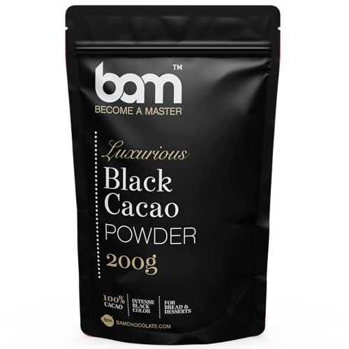 BAM Luxuriöses Kakaopulver, 100% Kakao, intensive Kakao Farbe, Brot und Desserts (Schwarzes Kakaopulver, 200 g) von BAM