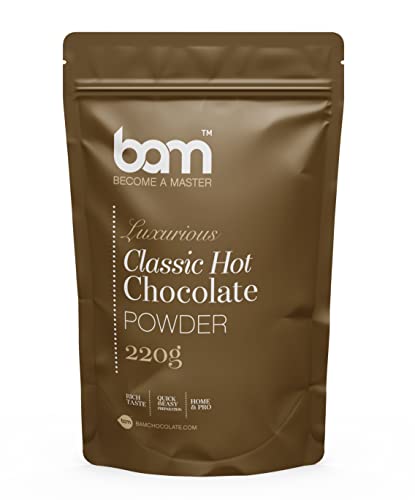 BAM Luxuriöse Heiße Schokolade Pulver Getränkemischung, 220 g, 7 Portionen (Klassische) von BAM