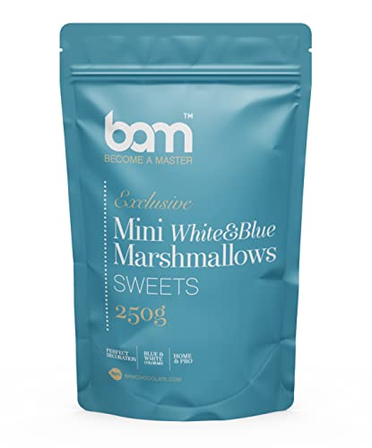 BAM Mini Marshmallows, Tortenstreusel, Ideal zum Dekorieren von Torten, 250 g (Blau und Weiß) von BAM