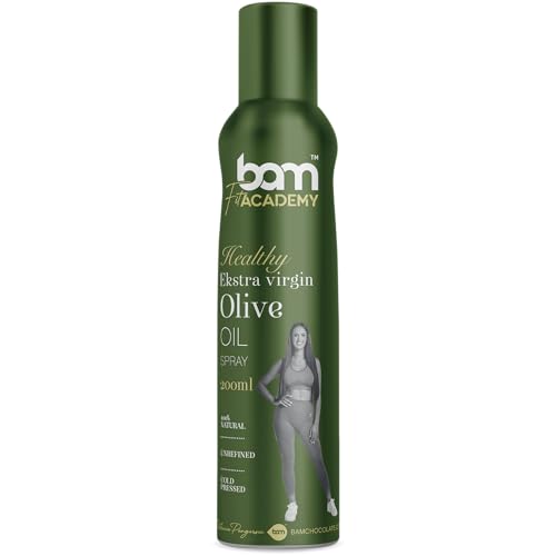 BAM Öl-Spray, Natürliches 100% Öl-Kochspray, Für gesundes Kochen und Braten, 200 ml (Natives kaltgepresstes Olivenöl extra) von BAM