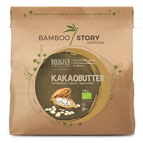 NEU | BAMBOO STORY | Kakaobutter | Kaltgepresst | Kakaochips | Criollo | Bio | 150g | 100% Reine von BAMBOO STORY