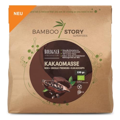 Roh | BAMBOO STORY | Kakaomasse | Kakaochips | Criollo | Peruanishes | Bio | 150g 100% Reine von BAMBOO STORY