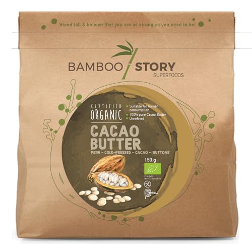 NIEUWE | Cacaoboter | BAMBOO STORY | Wafels | Koud Geperst | Criollo | Bio | Peruaans | 150g | 100% Puur | Cacao Butter von BAMBOO STORY