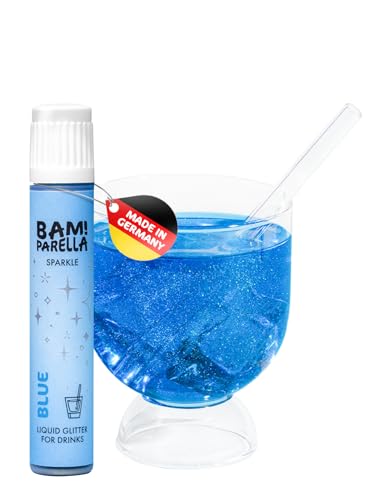 Bam!Parella Flüssiger Essbarer Glitzer für Getränke Blue Sparkle | Weltneuheit 2024 | Perfekt für deine Party | Glitzer Getränke, Cocktail Glitzer, Glitter Spritz | Geschmacksneutral von BAMPARELLA