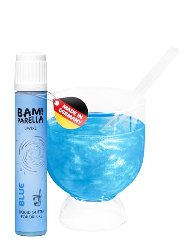 Bam!Parella Flüssiger Essbarer Glitzer für Getränke Blue Swirl| Weltneuheit 2024 | Perfekt für deine Party | Glitzer Getränke, Cocktail Glitzer, Glitter Spritz | Geschmacksneutral von BAMPARELLA