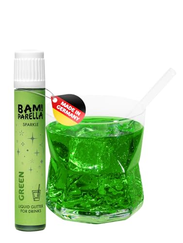 Bam!Parella Flüssiger Essbarer Glitzer für Getränke Green Sparkle | Weltneuheit 2024 | Perfekt für deine Party | Glitzer Getränke, Cocktail Glitzer, Glitter Spritz | Geschmacksneutral von BAMPARELLA