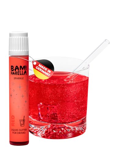 Bam!Parella Flüssiger Essbarer Glitzer für Getränke Red Sparkle| Weltneuheit 2024 | Perfekt für deine Party | Glitzer Getränke, Cocktail Glitzer, Glitter Spritz | Geschmacksneutral von BAMPARELLA
