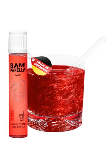 Bam!Parella Flüssiger Essbarer Glitzer für Getränke Red Swirl | Weltneuheit 2024 | Perfekt für deine Party | Glitzer Getränke, Cocktail Glitzer, Glitter Spritz | Geschmacksneutral von BAMPARELLA
