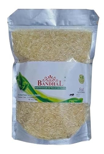 BANDHAL - Unpolierter halbbrauner Reis / Handpoundiert / halbbrauner Bhujia Chawal- 1900 g Natürlich aromatischer Reis von BANDHAL