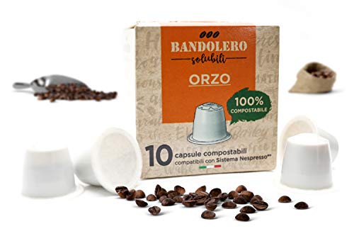 10 Kaffekapseln Bandolero ORZO Café – nachhaltig, umweltschonend, umweltfreundlich und kompostierbar – kompatibel für Nespresso®, ohne Aluminium (aluminiumfrei), ohne Plastik + Kaffeekapseln aus Mais von BANDOLERO