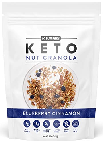 Low Karb NuTrail, Keto Blueberry Nut Granola Healthy Breakfast Cereal, Low Carb Snacks & Food, Almonds, Pecans, Coconut and More, 3 g Net Carbs, 1.37 lb, 22 Oz von BANRIN