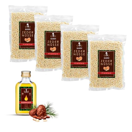 BARIN sibirisches Set: 4-er sibirische Zedernüsse Premium 4 x 500 g, Nuss, Snack, Zedernkerne, Superfood, Pinienkerne + Zedernussöl, 100 ml, unraffiniert, erste Kaltpressung BARIN sibirisches Set: 4-er sibirische Zedernüsse Premium 4 x 500 g, Nuss, Snack, Zedernkerne, Superfood, Pinienkerne + Zedernussöl, 100 ml, unraffiniert, erste Kaltpressung von BARIN