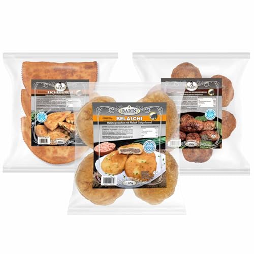 BARIN Set Trio Spezialitäten Tschebureki Kotlety Belaschi 1625g Tiefgefroren Handgefertigte Fleischgerichte mit Natürlichen Zutaten Traditionelle Rezepte Schnelle Zubereitung Ohne Geschmacksverstärker BARIN Set Trio Spezialitäten Tschebureki Kotlety Belaschi 1625g Tiefgefroren Handgefertigte Fleischgerichte mit Natürlichen Zutaten Traditionelle Rezepte Schnelle Zubereitung Ohne Geschmacksverstärker von BARIN