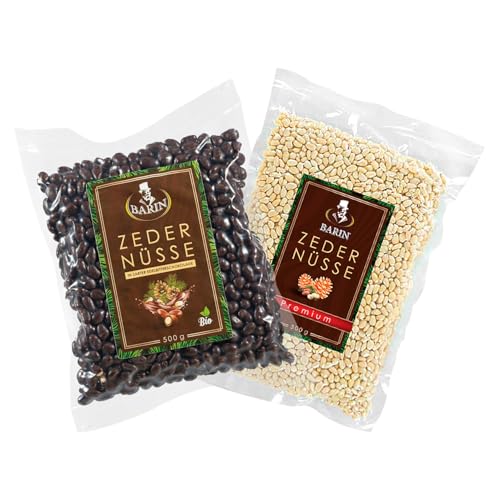 BARIN Zedernüsse Set "Ivan & Maria" Premium & Schokolade 1kg Sibirische Zedernüsse Geschenkset Nüsse Snack Gesunde Ernährung Superfood Edelbitter Schokolade Nussbox Naturprodukt BARIN Zedernüsse Set "Ivan & Maria" Premium & Schokolade 1kg Sibirische Zedernüsse Geschenkset Nüsse Snack Gesunde Ernährung Superfood Edelbitter Schokolade Nussbox Naturprodukt von BARIN