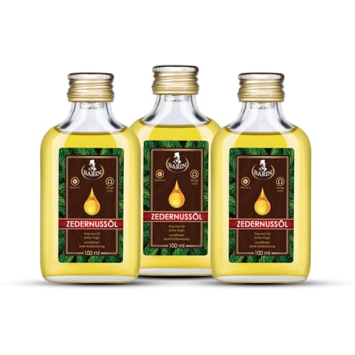 BEM 3 x BARIN Zedernussöl,100 ml Set aus Sibirien, Pinienkerne, Kaltpressung, unraffiniert, Öl, gesundheitsbewusste Küche. BEM 3 x BARIN Zedernussöl,100 ml Set aus Sibirien, Pinienkerne, Kaltpressung, unraffiniert, Öl, gesundheitsbewusste Küche. von BARIN