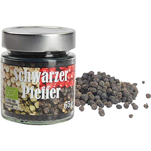 Pfeffer, schwarz, ganz Schwarzer Pfeffer Vegan BARRIQUE-Feine Manufaktur Sri Lanka - Ceylon 65g-Glas von BARRIQUE-Feine Manufaktur