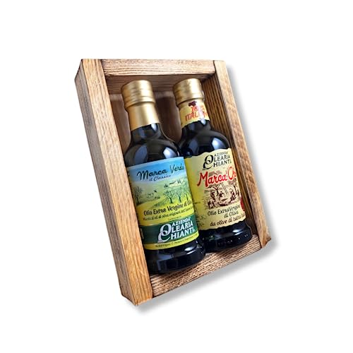 Bavaregola - Italienisches Olivenöl Geschenkset - Chianti Marca Verde und Marca Oro - gefiltertes, natives und kaltgepresstes premium Olivenöl aus Italien - Genuss Geschenk für Männer und Frauen von BAVAREGOLA