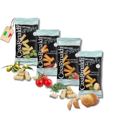Casa Rinaldi Gris Party Set – Mini Grissini 4 Sorten à 100g | Knusprige Brotsticks | Kartoffel Rosmarin, Knoblauch Chili, Tomate Oregano, Classic mit Olivenöl | Italienischer Snack Casa Rinaldi Gris Party Set – Mini Grissini 4 Sorten à 100g | Knusprige Brotsticks | Kartoffel Rosmarin, Knoblauch Chili, Tomate Oregano, Classic mit Olivenöl | Italienischer Snack von BAVAREGOLA