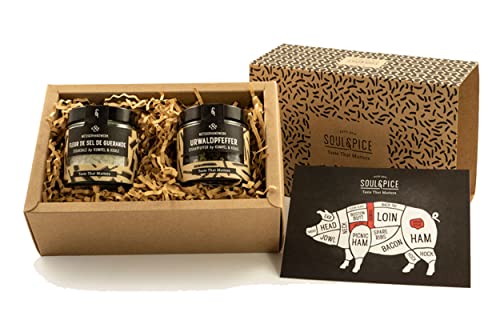 Bio Grillgewürze - Steaksalz und Pfeffer Geschenkset - Geschenkidee mit 2 Premium Fairtrade SoulSpice Gewürzen für BBQ & Grill Liebhaber von BAVAREGOLA