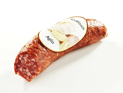 Italienische Salami - Südtiroler Knoblauch Salami 220g - Viktor Kofler Salami Spezialität aus Lana/Südtirol von BAVAREGOLA