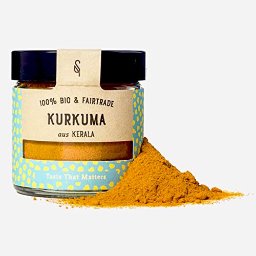 SoulSpice BIO Kurkuma Pulver 35g -gemahlene Kurkumawurzel aus Indien - Premium Gewürz für Goldene Milch, Tee, Curry, Suppen und Gemüse Gerichte von BAVAREGOLA