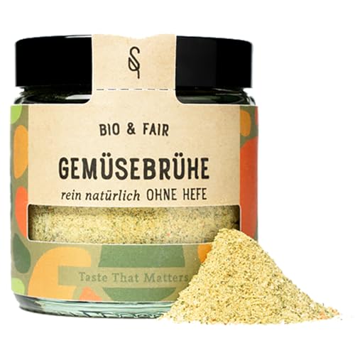 SoulSpice Bio Gemüsebrühe ohne Glutamate und Hefe - 80g Bio Gewürz mit über 50% Gemüseanteil für Suppen, Saucen, Eintöpfe - Gewürzmischung 100% Bio und Fairtrade von BAVAREGOLA