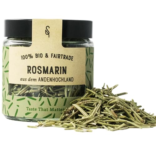 SoulSpice Rosmarin Bio Gewürz 30g - Bio Rosmarin getrocknet aus dem Andenhochland - Premium Bio Kräuter für Fleisch,Fisch, Gemüse Kartoffeln und Tee von BAVAREGOLA