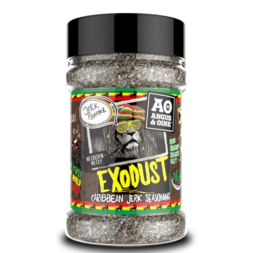 Angus & Oink Exodust Caribbean heißes Jerk -Gewürz | Perfekt für Ruck Chicken, Schweinefleisch, Fisch & mehr | Fruchtiges und würziges Salsa -Paarung | Glutenfrei, veganfreundlich | 230g von Angus & Oink