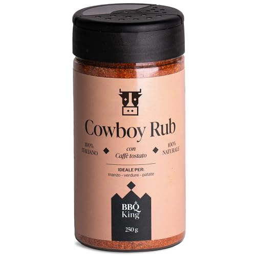 BBQ KING - Cow Boy Rub 250 Gr Packung, Dry Rub Steak Bbq Ideal für Barbecue und Grill, Küchengewürzset 100% Made in Italy, Gewürzmischung für Steaks, Burger oder Braten BBQ KING - Cow Boy Rub 250 Gr Packung, Dry Rub Steak Bbq Ideal für Barbecue und Grill, Küchengewürzset 100% Made in Italy, Gewürzmischung für Steaks, Burger oder Braten von BBQ KING SPICES ARE ALWAYS THE SECRET