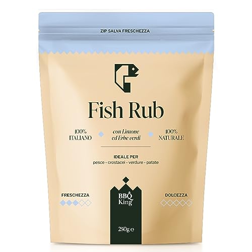 BBQ KING - Fish Rub Pack à 250 Gr, Dry Rub Bbq für Fisch Ideal für Barbecue und Grill, Cucina Made in Italy Gewürz Set, Fischgewürzmischung am Grill, Krustentiere oder Räucherfisch BBQ KING - Fish Rub Pack à 250 Gr, Dry Rub Bbq für Fisch Ideal für Barbecue und Grill, Cucina Made in Italy Gewürz Set, Fischgewürzmischung am Grill, Krustentiere oder Räucherfisch von BBQ KING SPICES ARE ALWAYS THE SECRET