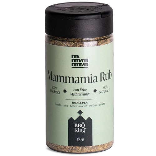 BBQ KING - Mamma Mia Rub 160 Gr Packung, Dry Rub Bbq Ideal für Barbecue, Küchengewürzset 100% Made in Italy, Gewürzmischung auf Kräuterbasis, Geboren für Schweinefleisch, Großartig auf Hühnchen BBQ KING - Mamma Mia Rub 160 Gr Packung, Dry Rub Bbq Ideal für Barbecue, Küchengewürzset 100% Made in Italy, Gewürzmischung auf Kräuterbasis, Geboren für Schweinefleisch, Großartig auf Hühnchen von BBQ KING SPICES ARE ALWAYS THE SECRET