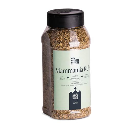 BBQ KING - Mamma Mia Rub 320 Gr Packung, Dry Rub Bbq Ideal für Barbecue, Küchengewürzset 100% Made in Italy, Gewürzmischung auf Kräuterbasis, Geboren für Schweinefleisch, Großartig auf Hühnchen BBQ KING - Mamma Mia Rub 320 Gr Packung, Dry Rub Bbq Ideal für Barbecue, Küchengewürzset 100% Made in Italy, Gewürzmischung auf Kräuterbasis, Geboren für Schweinefleisch, Großartig auf Hühnchen von BBQ KING SPICES ARE ALWAYS THE SECRET